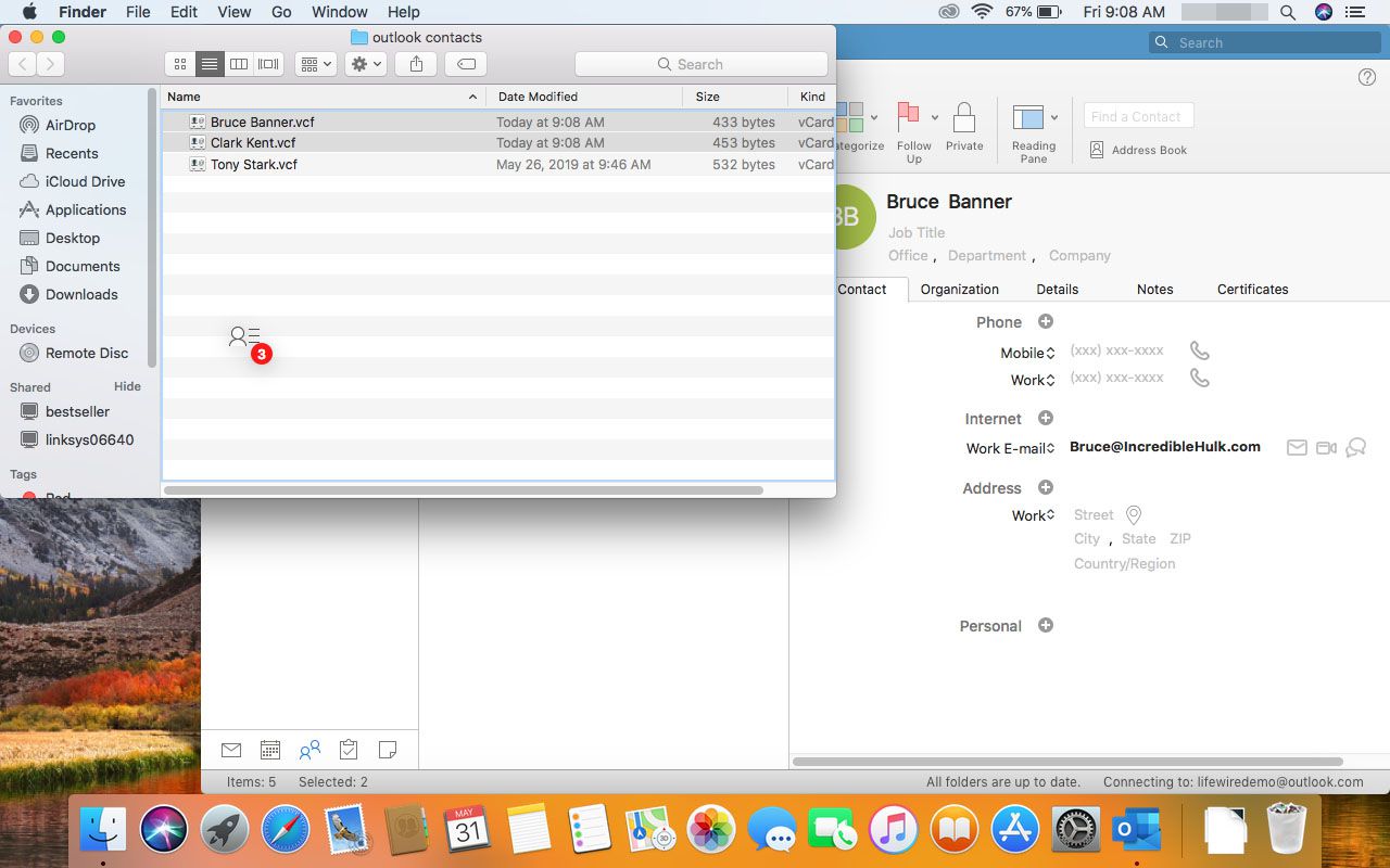 convert outllok for mac to pst contacts and calendar
